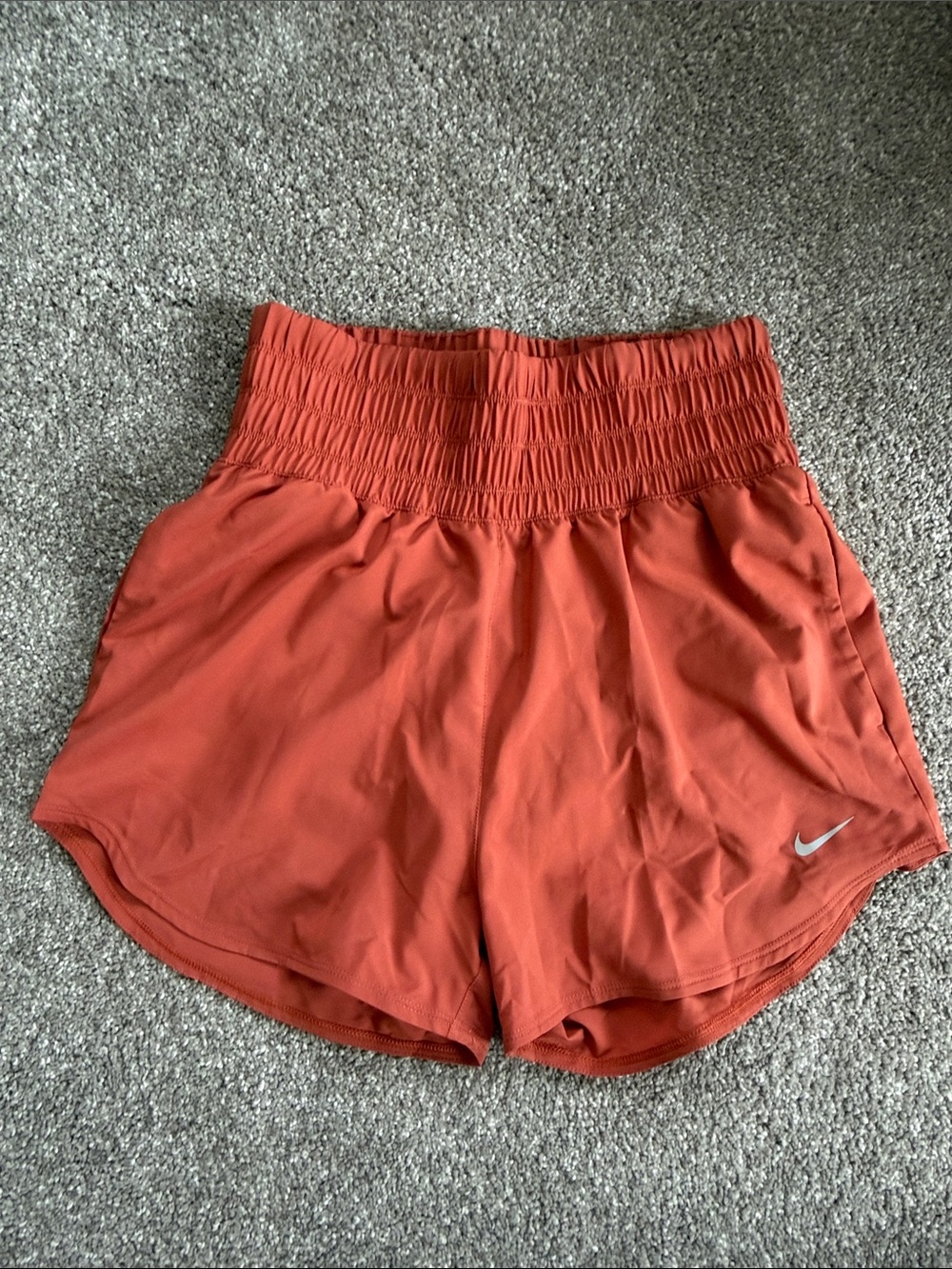 Nike Women's High-Waist Rust Orange Athletic Shorts